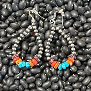 Native American made Navajo pearl multi stone drop earrings